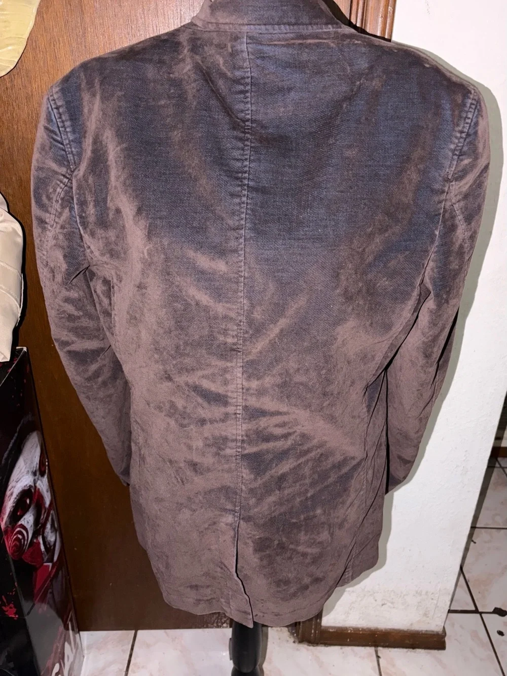 Velvet Blazer 40 Brandini Dark Brown Blue Coat Smoking Jacket Cotton Blend Sz M